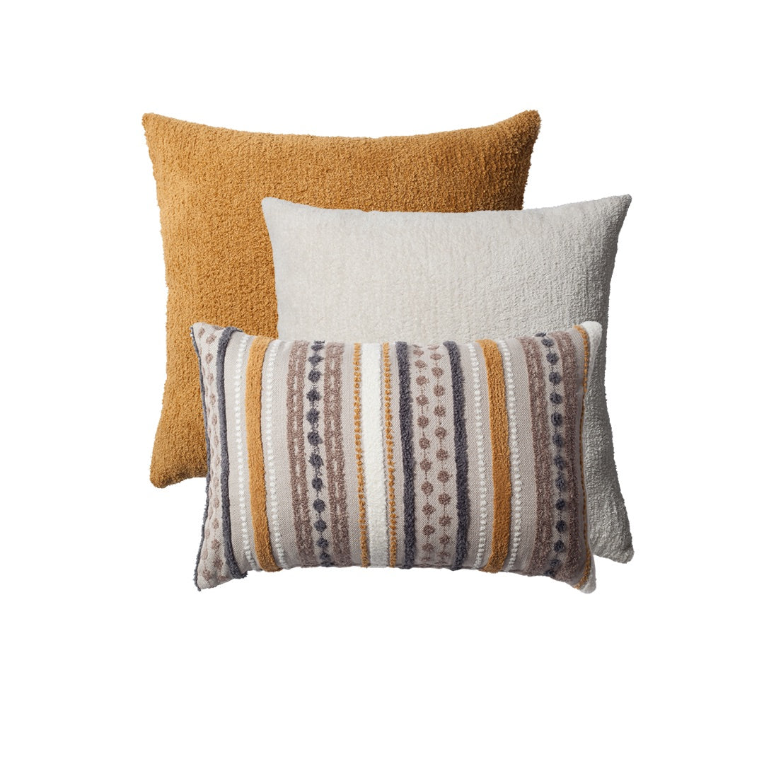 Nomad & Cozy - Dekoratif Yastık - 3'lü Kombin Set - Hardal