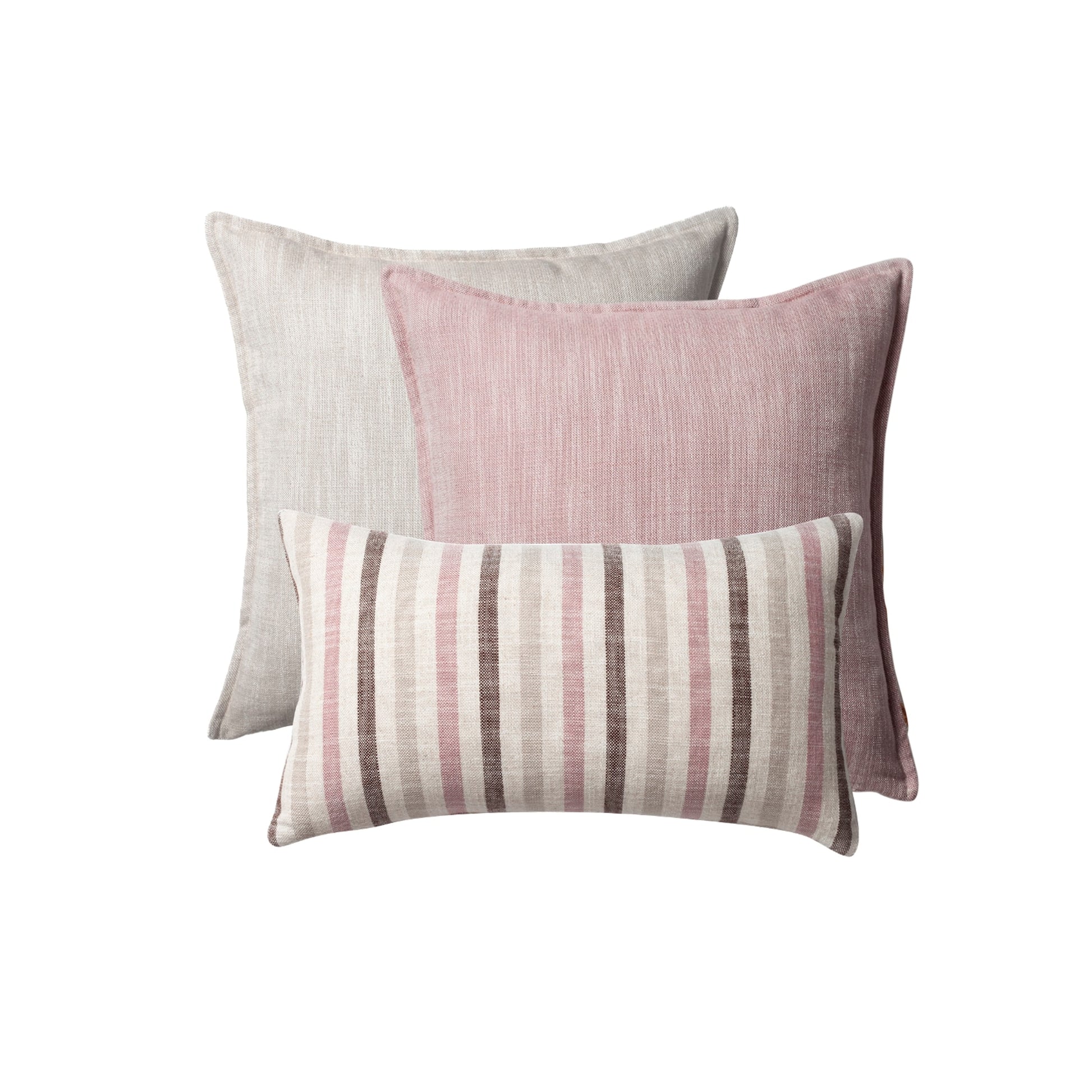 " Porto & Capri " - Dekoratif Yastık- 3'lü Kombin Set - Pembe Kırlent Set