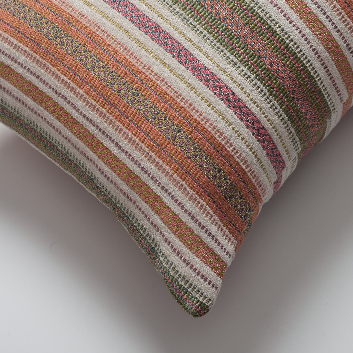 Boho - Çizgili Etnik Motif Desenli Kırlent 30x50 - Turuncu