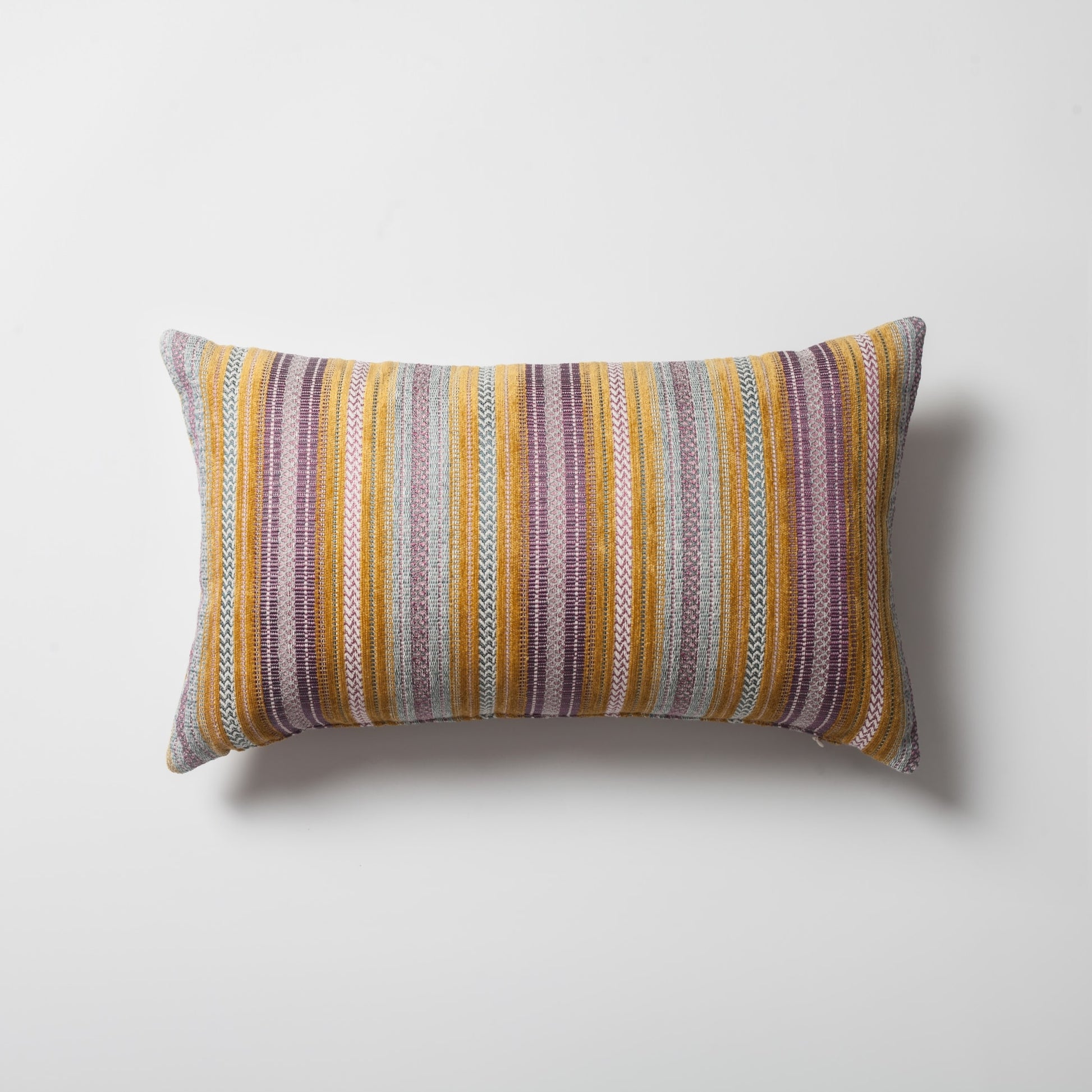 Boho  - Çizgili Etnik Motif Desenli Kırlent 30x50 - Sarı Kırlent