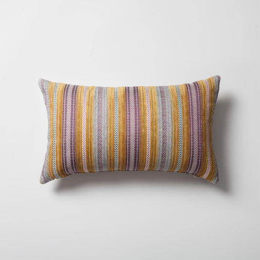 Boho  - Çizgili Etnik Motif Desenli Kırlent 30x50 - Sarı Kırlent