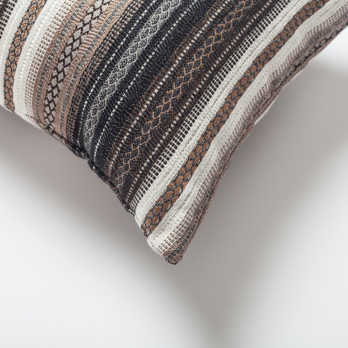 Bohem - Etnik Kilim Desen Çizgili Kırlent 30x50 - Kahverengi