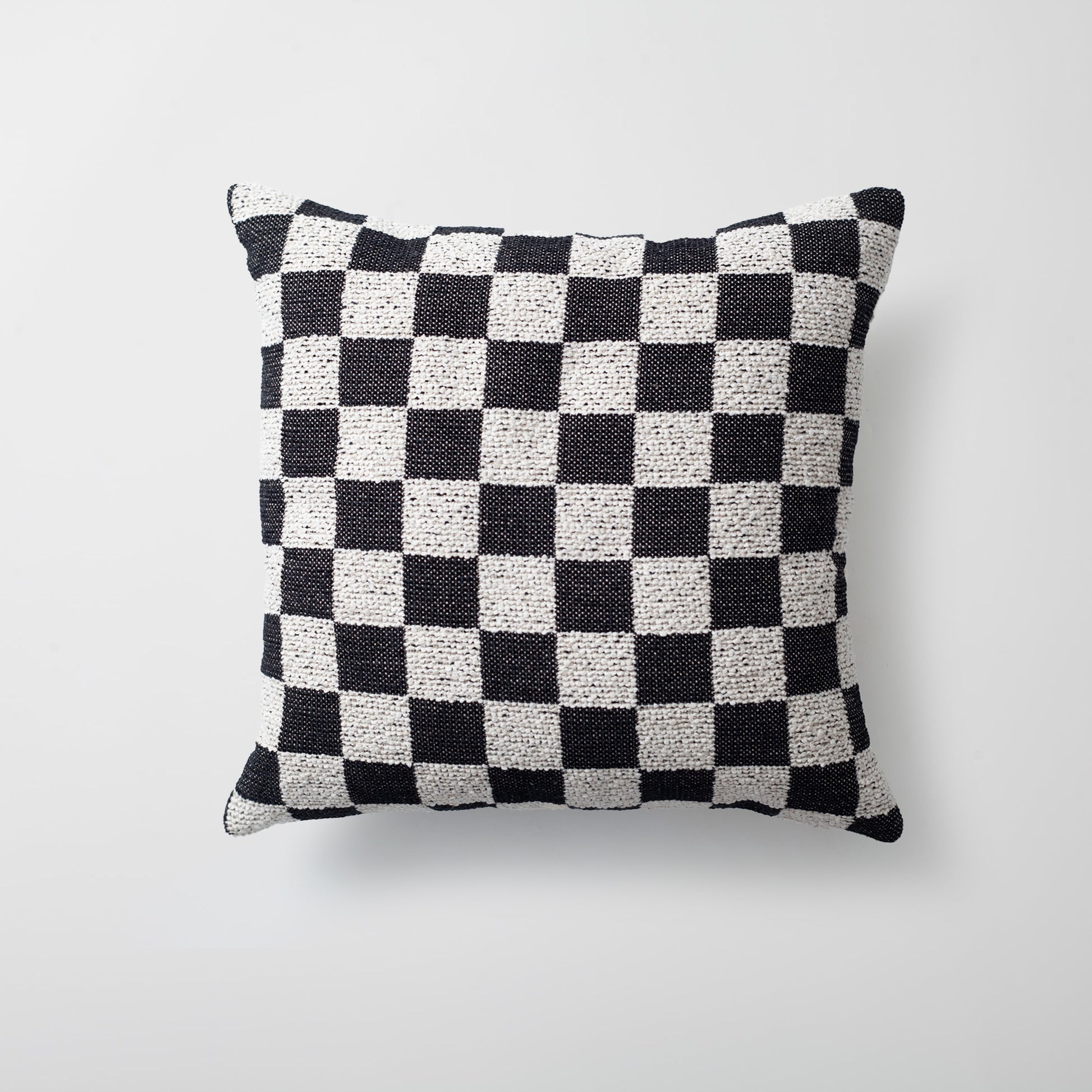 Mojo  - Keten Dama Desenli Kırlent 45x45 - Siyah Beyaz Kırlent