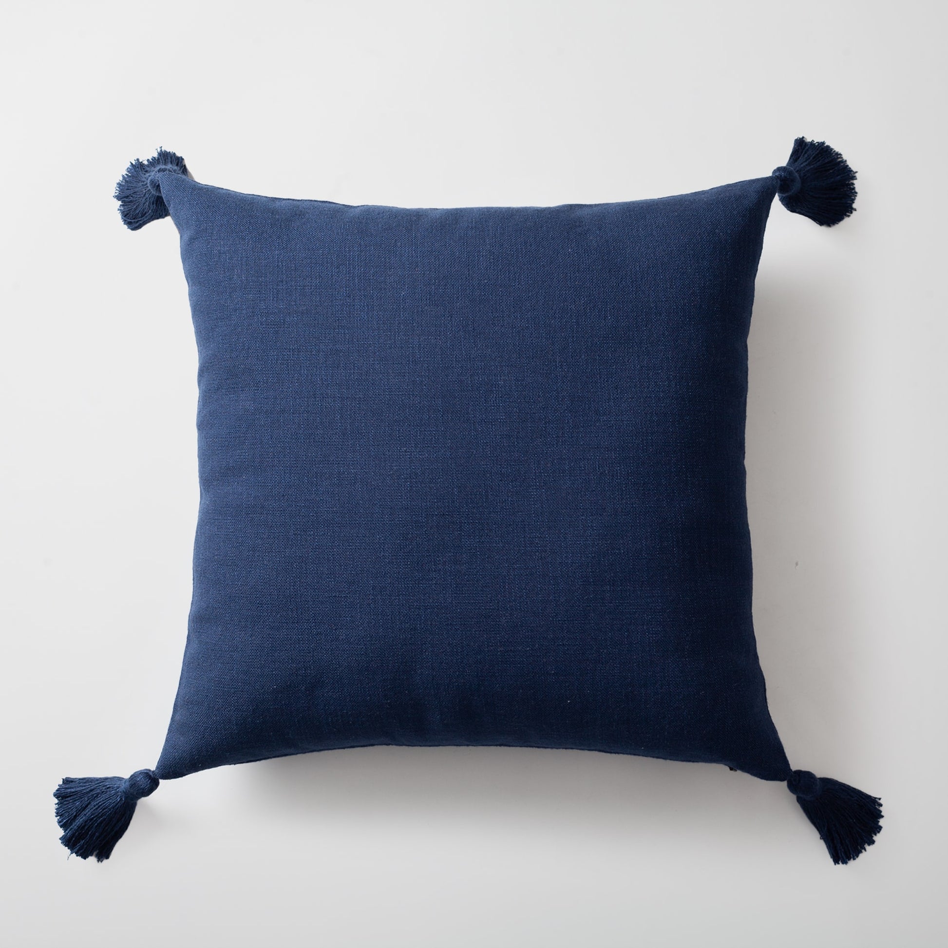 Loom  - Viskon Keten %100 Natural Püsküllü 50x50 Kırlent - Lacivert Kırlent