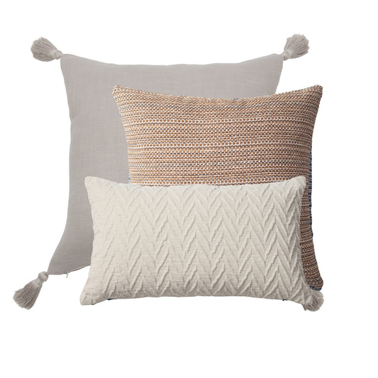 " Loom & Kraft " - Dekoratif Yastık- 3'lü Kombin Set - Hardal Kırlent Set