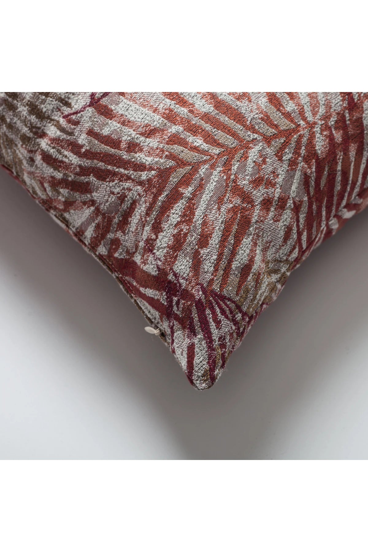 Rio - Çiçek Yaprak Desenli Dokuma Kırlent 45x45 - Kırmızı