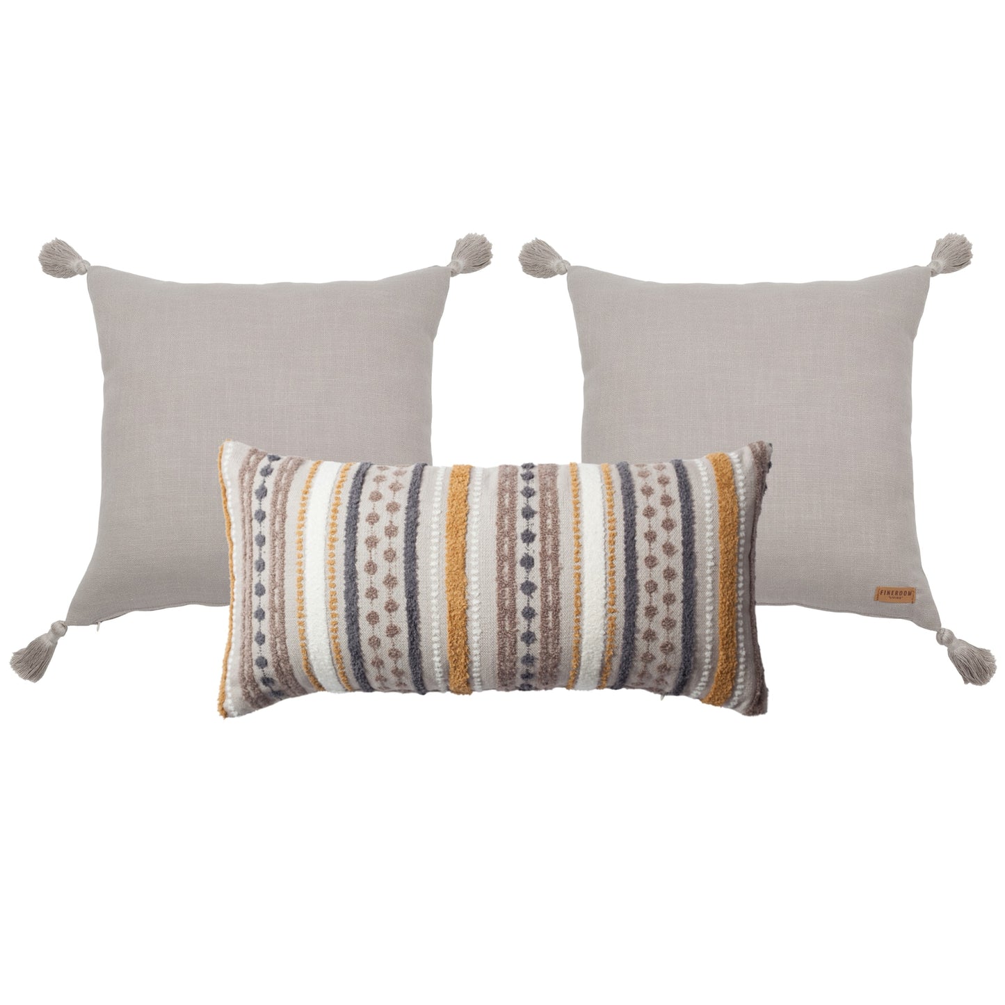 " Loom & Nomad " 3'lü Kombin Set - Hardal Kırlent Set