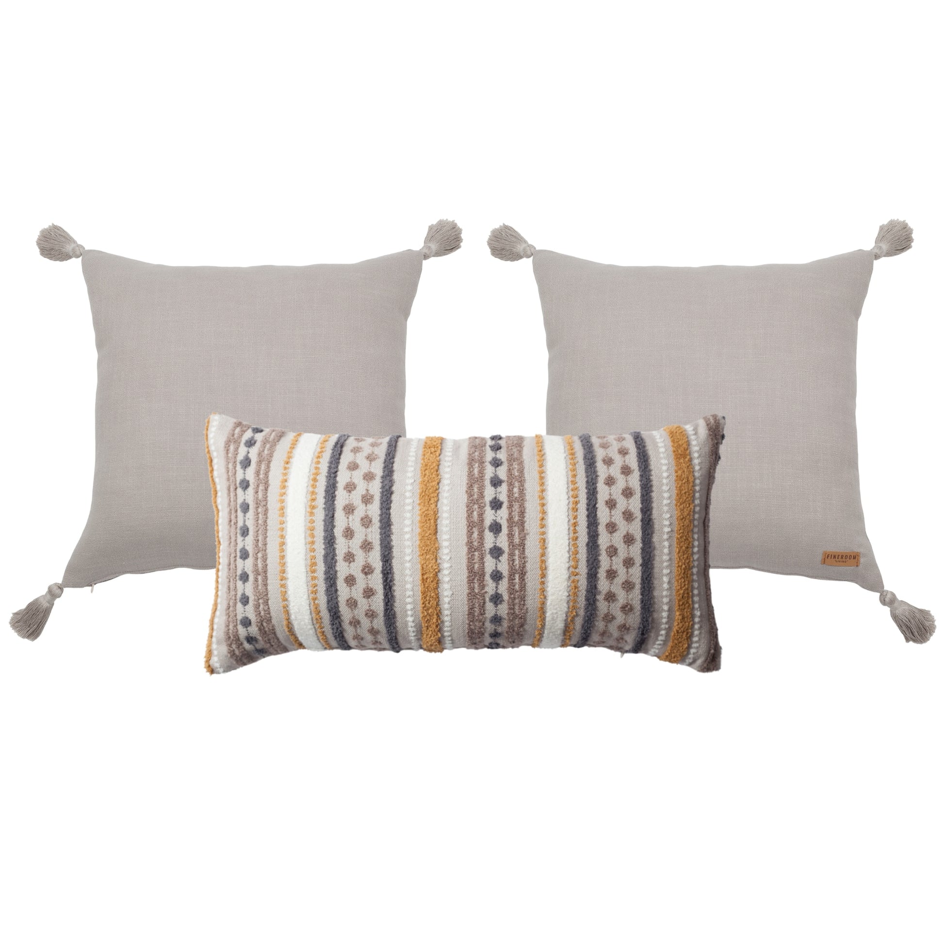 " Loom & Nomad " 3'lü Kombin Set - Hardal Kırlent Set