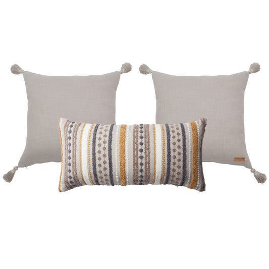 " Loom & Nomad " 3'lü Kombin Set - Hardal Kırlent Set