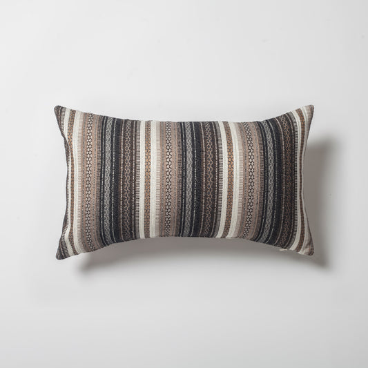 Bohem  - Etnik Kilim Desen Çizgili Kırlent 30x50 - Kahverengi Kırlent