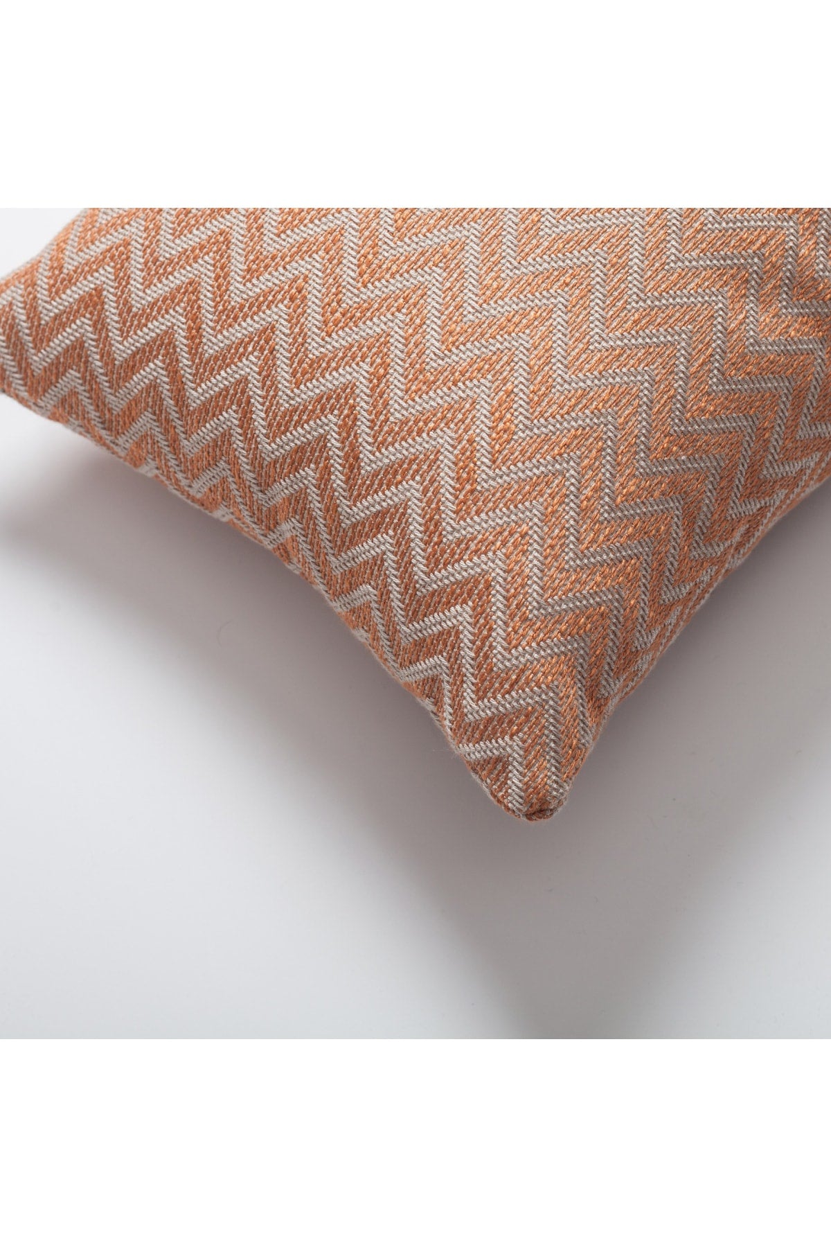 Orsa - Keten Zigzag Desenli Dokuma Kırlent 30x50 - Turuncu