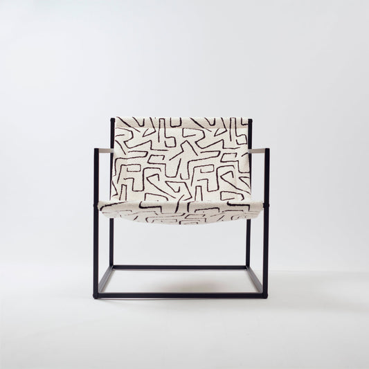 Bernie Chair Metal Koltuk - Beyaz & Siyah Desenli Bernie Chair