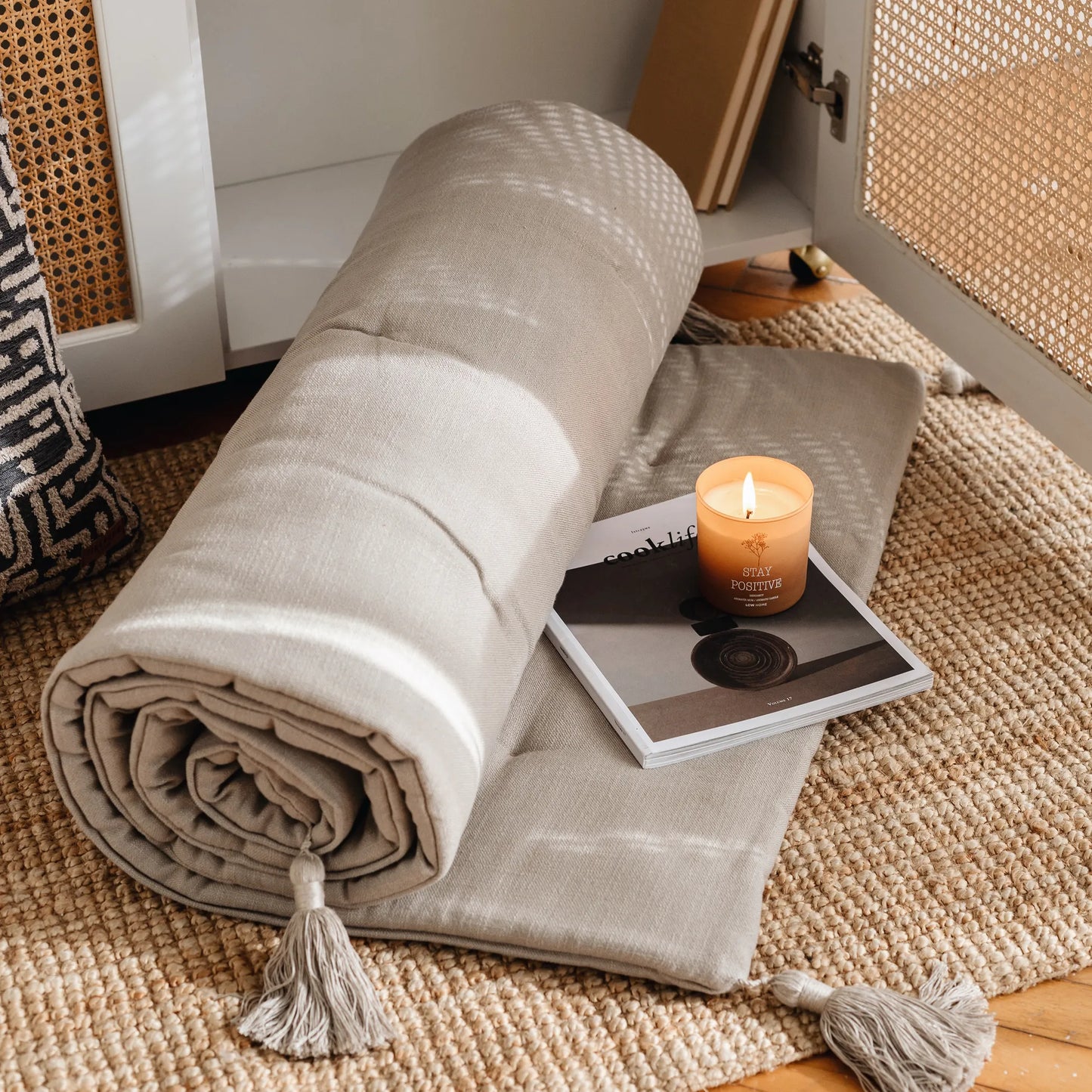 Loom - Keten Püsküllü Yatak Runner (220x70) - Keten