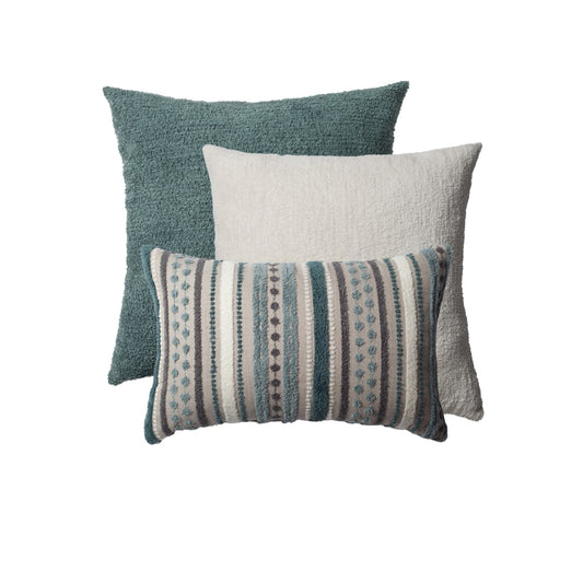 " Nomad & Cozy " - Dekoratif Yastık- 3'lü Kombin Set - Mavi Kırlent Set