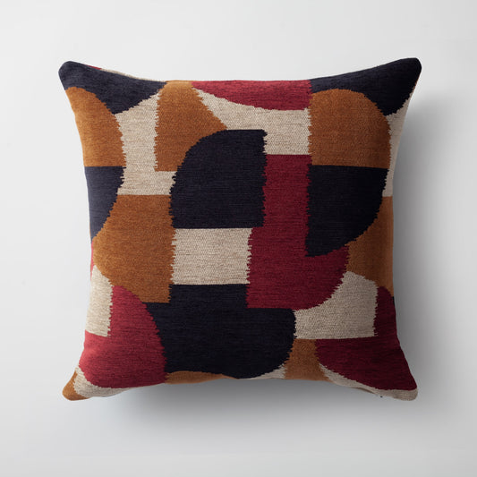 Otto  - Geometrik Desenli Modern 50x50 Kırlent - Bordo Kırlent