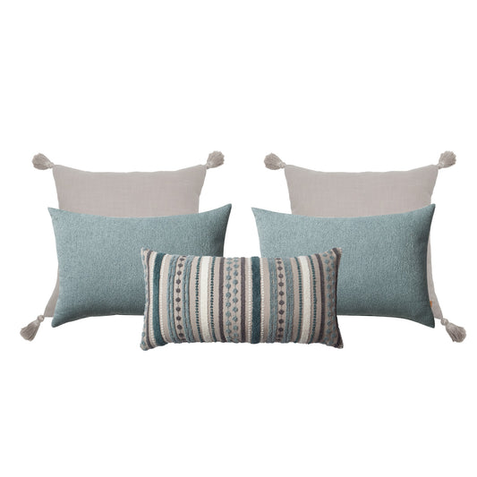 " Julia & Nomad & Loom " 5 'li Kombin Kırlent Set - Mavi Kırlent Set