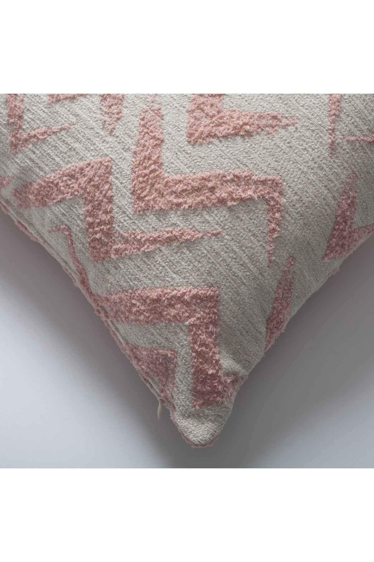 Havana - Zigzag Desenli Kırlent 45x45 - Pembe & Beyaz