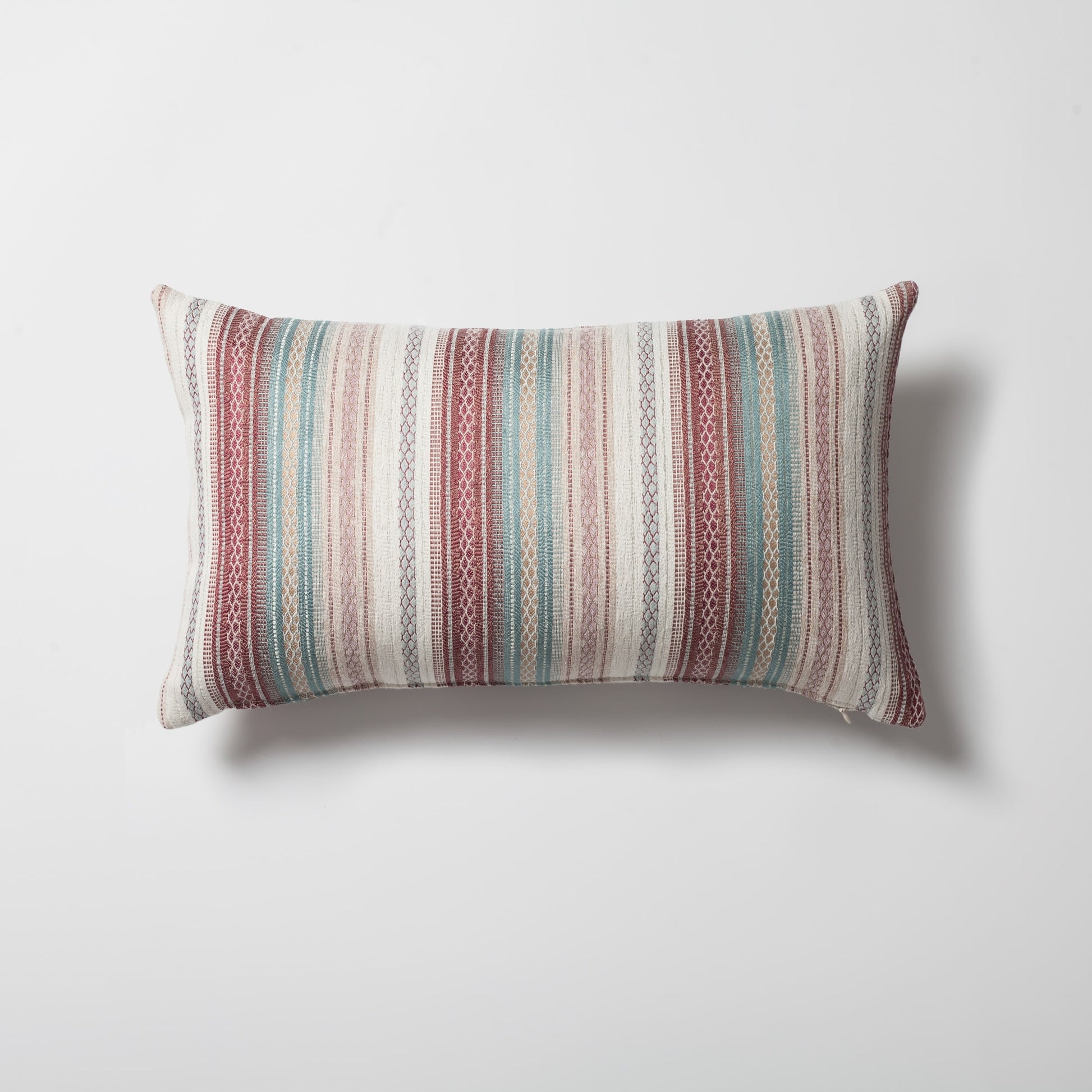 Bohem  - Etnik Kilim Desen Çizgili Kırlent 30x50 - Kırmızı Kırlent