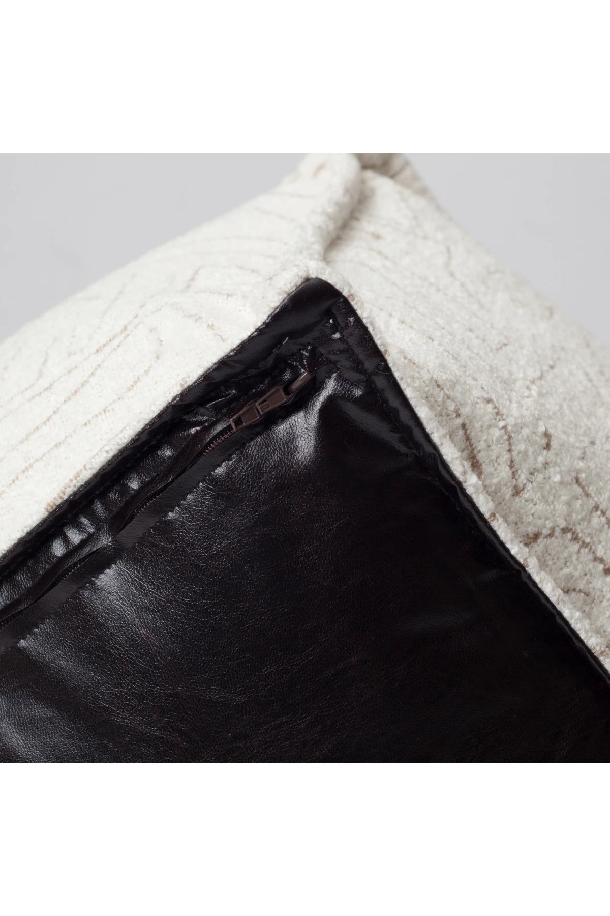 Amorf - Soyut Desenli Puf - Beyaz & Bej