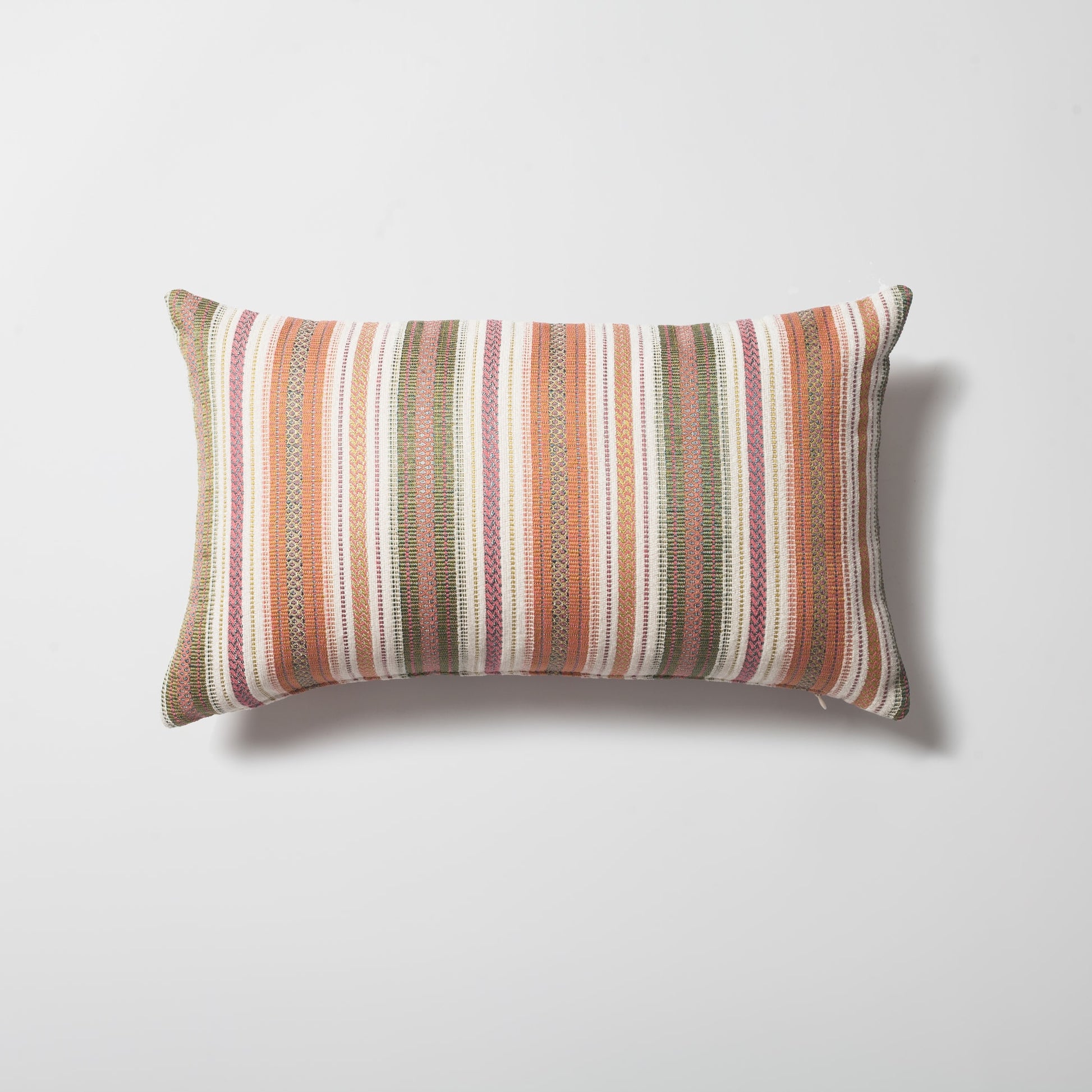 Boho  - Çizgili Etnik Motif Desenli Kırlent 30x50 - Turuncu Kırlent