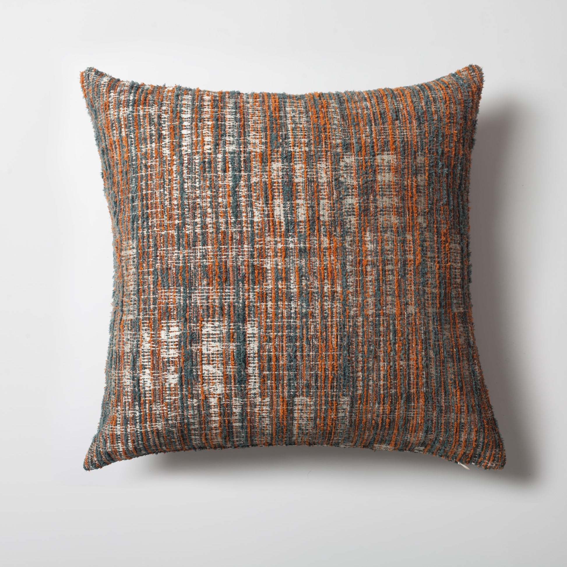 Tweed  - Soyut Desenli Dokulu Kare Kırlent 50x50 - Turuncu Kırlent
