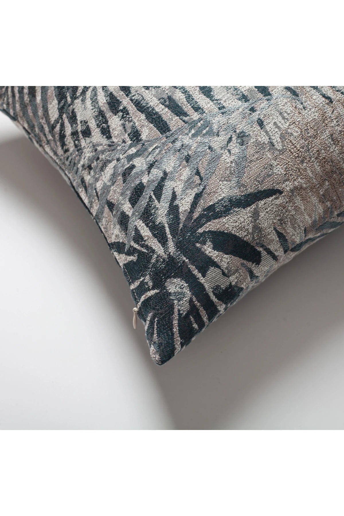 Rio - Çiçek Yaprak Desenli Dokuma Kırlent 45x45 - Mavi