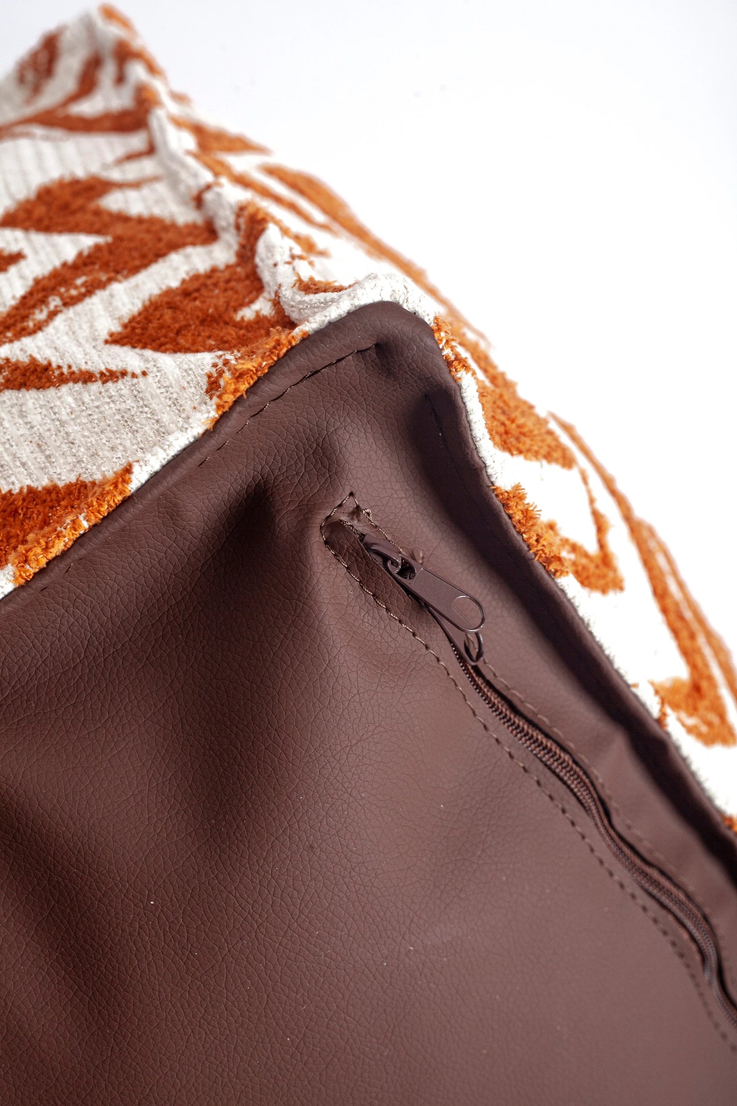 Havana Puf - Zigzag Desenli Puf - Turuncu