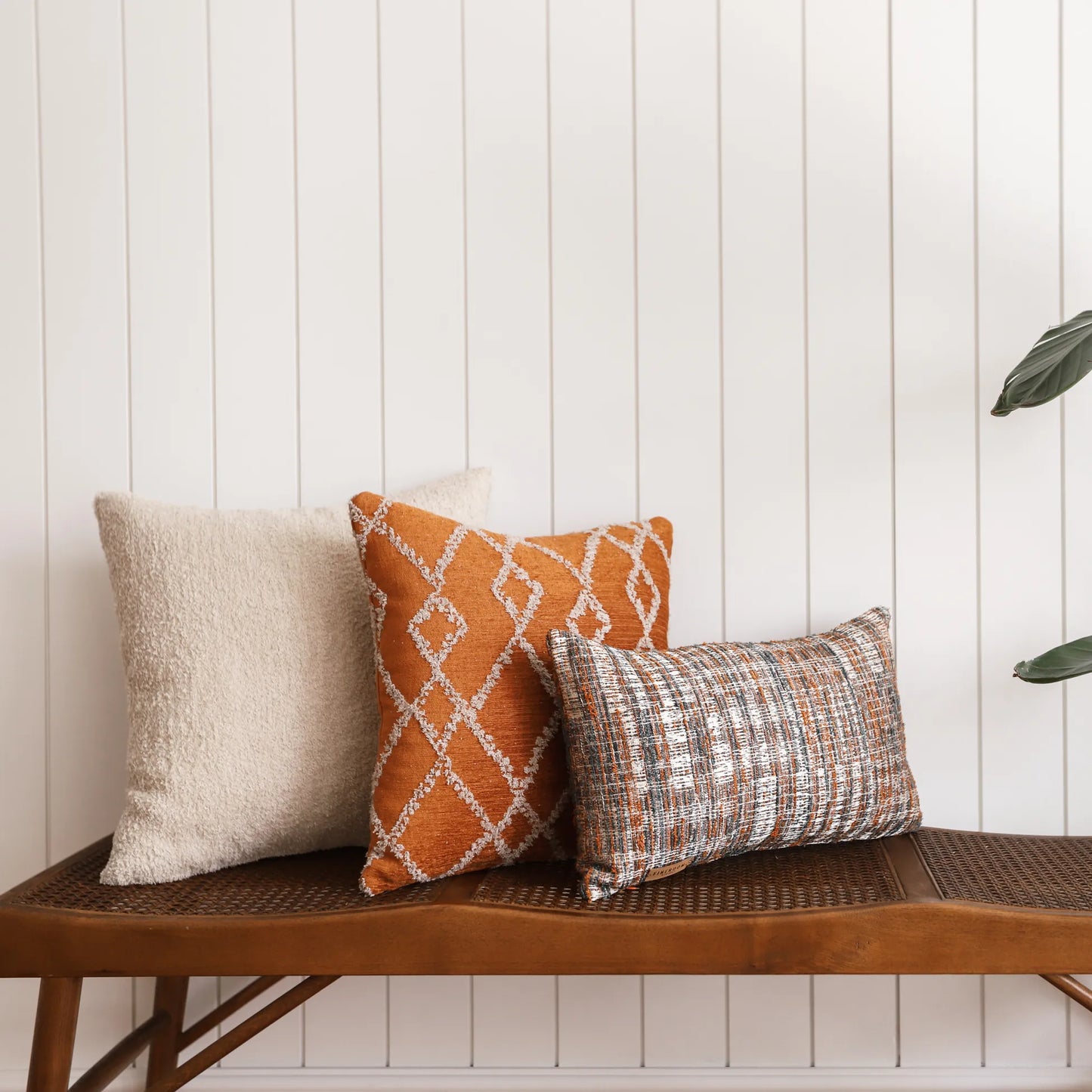 Savoy - Geometrik Baklava Desenli Kırlent 45x45 - Turuncu