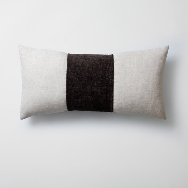 Koyu kahve kumaş kemerli dokuma kırlent kılıfı 35x70 cm