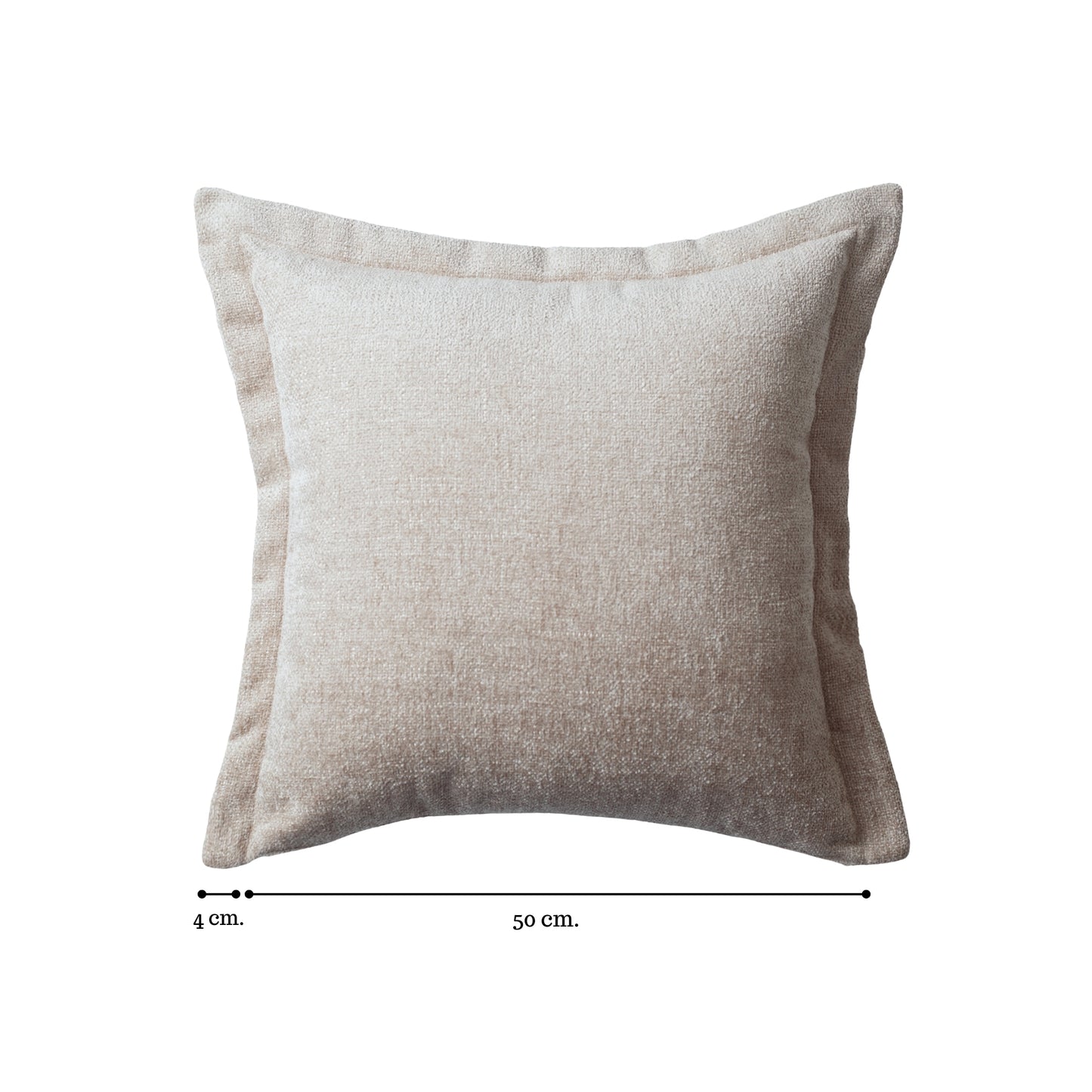 Borla - Kulaklı Düz Renk Dokuma Kırlent 50x50 - Açık Bej