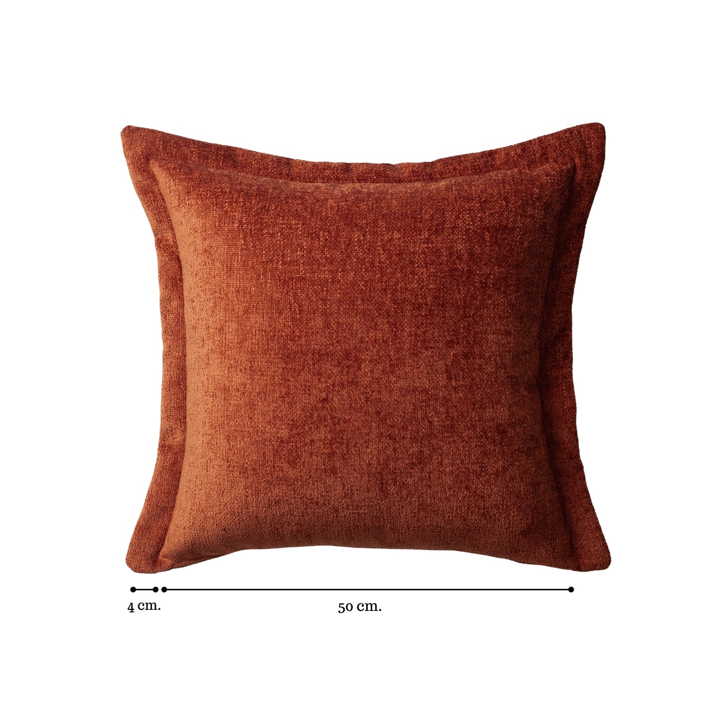 Borla - Kulaklı Düz Renk Dokuma Kırlent 50x50 - Kiremit Turuncu