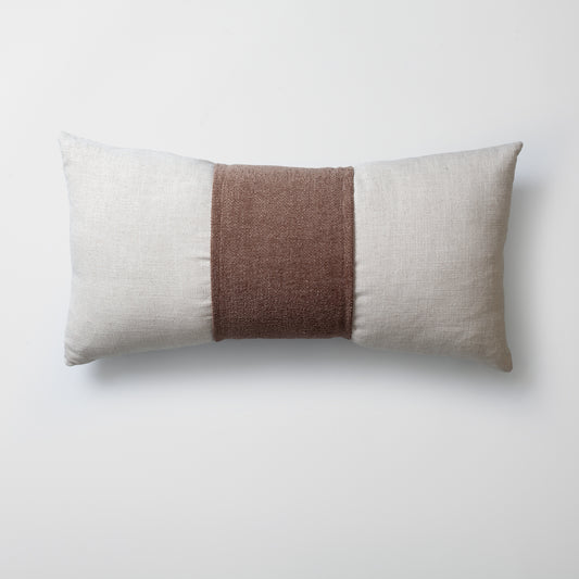 Belt - Kumaş Kemerli Dokuma Kırlent 35x70 - Sütlü Kahve