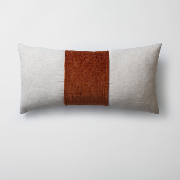 Kiremit turuncu kumaş kemerli dokuma kırlent kılıfı 35x70 cm