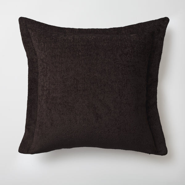 Koyu kahve kulaklı düz renk dokuma kırlent kılıfı 50x50 cm