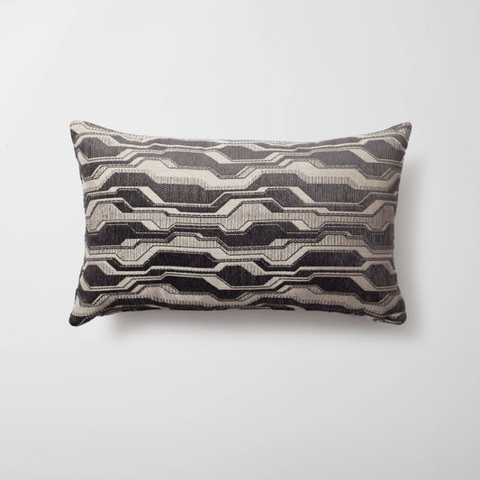 Antrasit geometrik desenli kırlent kılıfı 30x50 cm