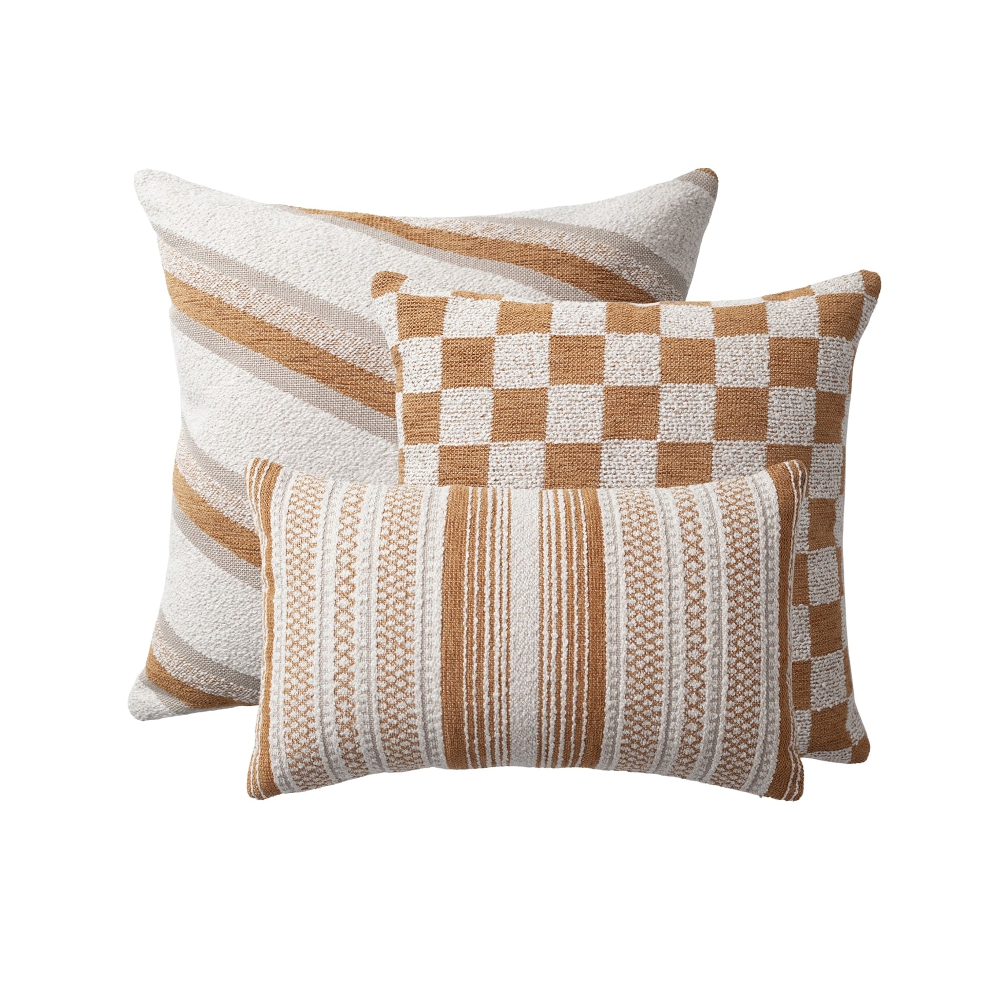 " Oblique & Mojo " - Dekoratif Yastık- 3'lü Kombin Set - Hardal Kırlent Set