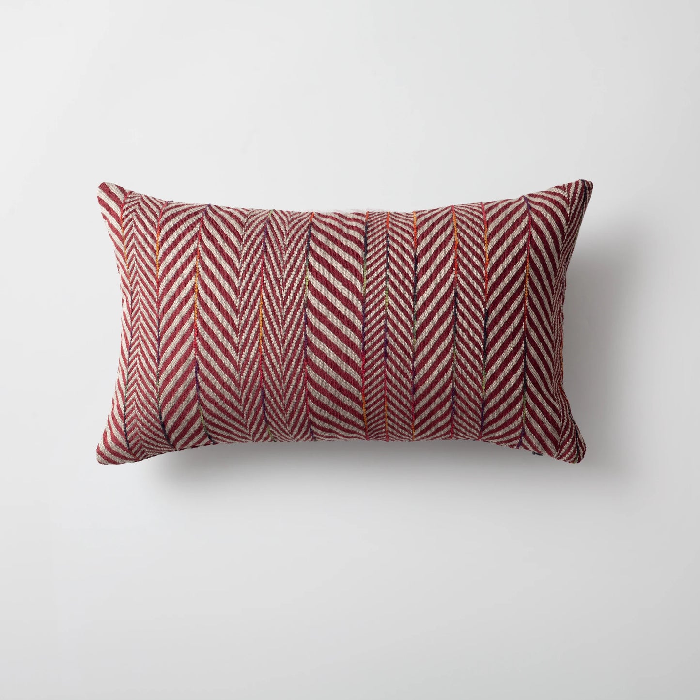 Sense - Keten Degrade Çizgili Balıksırtı Desenli Kırlent 30x50 - Bordo