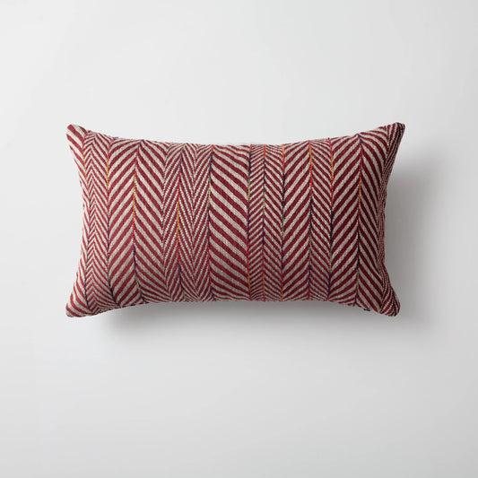 Sense - Keten Degrade Çizgili Balıksırtı Desenli Kırlent 30x50 - Bordo