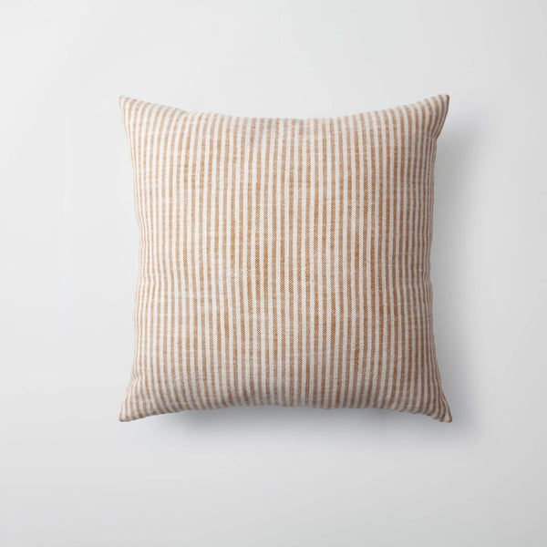 Hardal keten çizgili %100 naturel kırlent kılıfı 45x45 cm