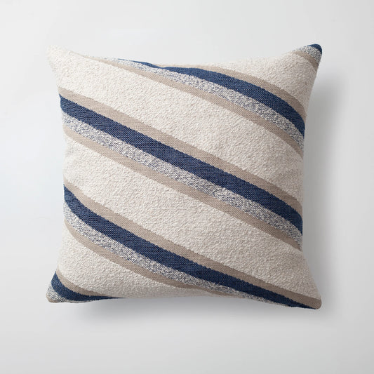 Oblique - Keten Verev Çizgili Desenli Kırlent 50x50 - Lacivert