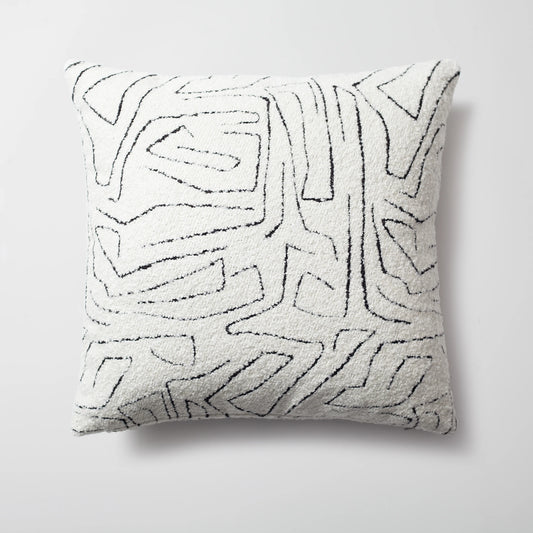 Amorf - Soyut Desenli 50x50 Kırlent - Beyaz