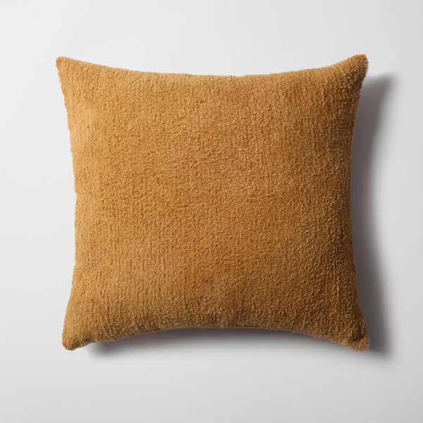 Hardal sheepskin dokulu tüylü kırlent kılıfı 50x50 cm