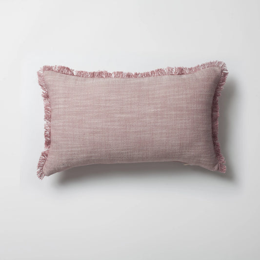 Pembe keten püsküllü kırlent kılıfı 30x50 cm