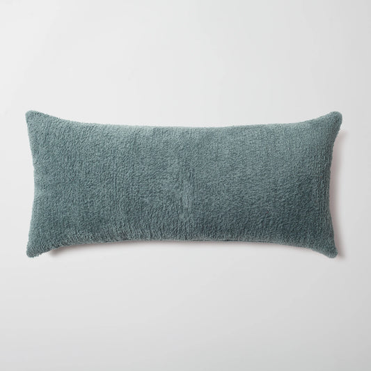 Petrol sheepskin dokulu tüylü kırlent kılıfı 35x70 cm