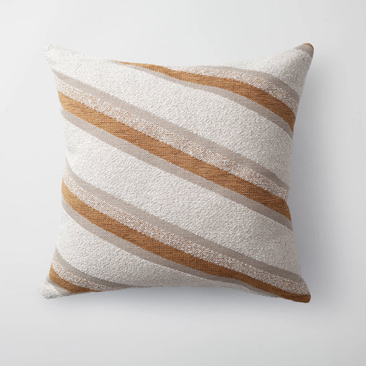 Oblique - Keten Verev Çizgili Desenli Kırlent 50x50 - Hardal