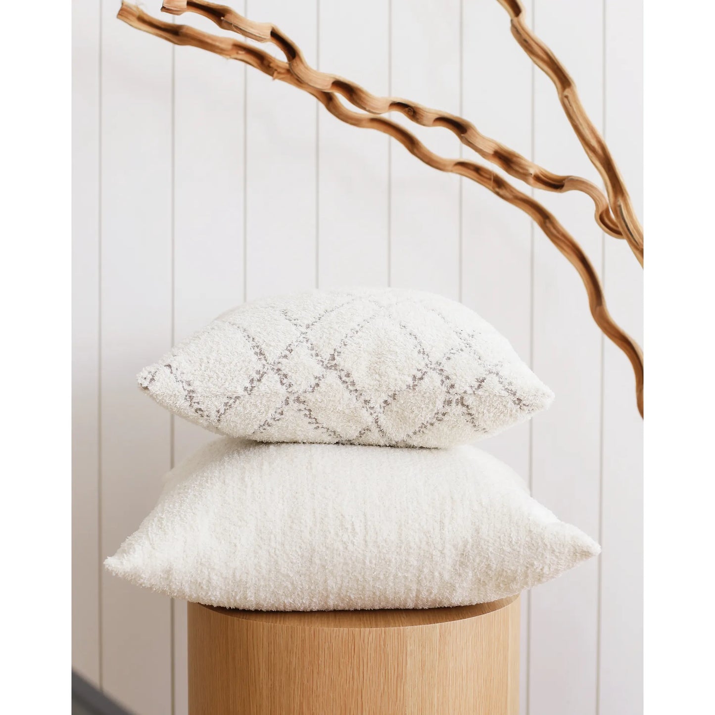 Cozy - Sheepskin Dokulu Tüylü Kırlent 50x50 - Beyaz