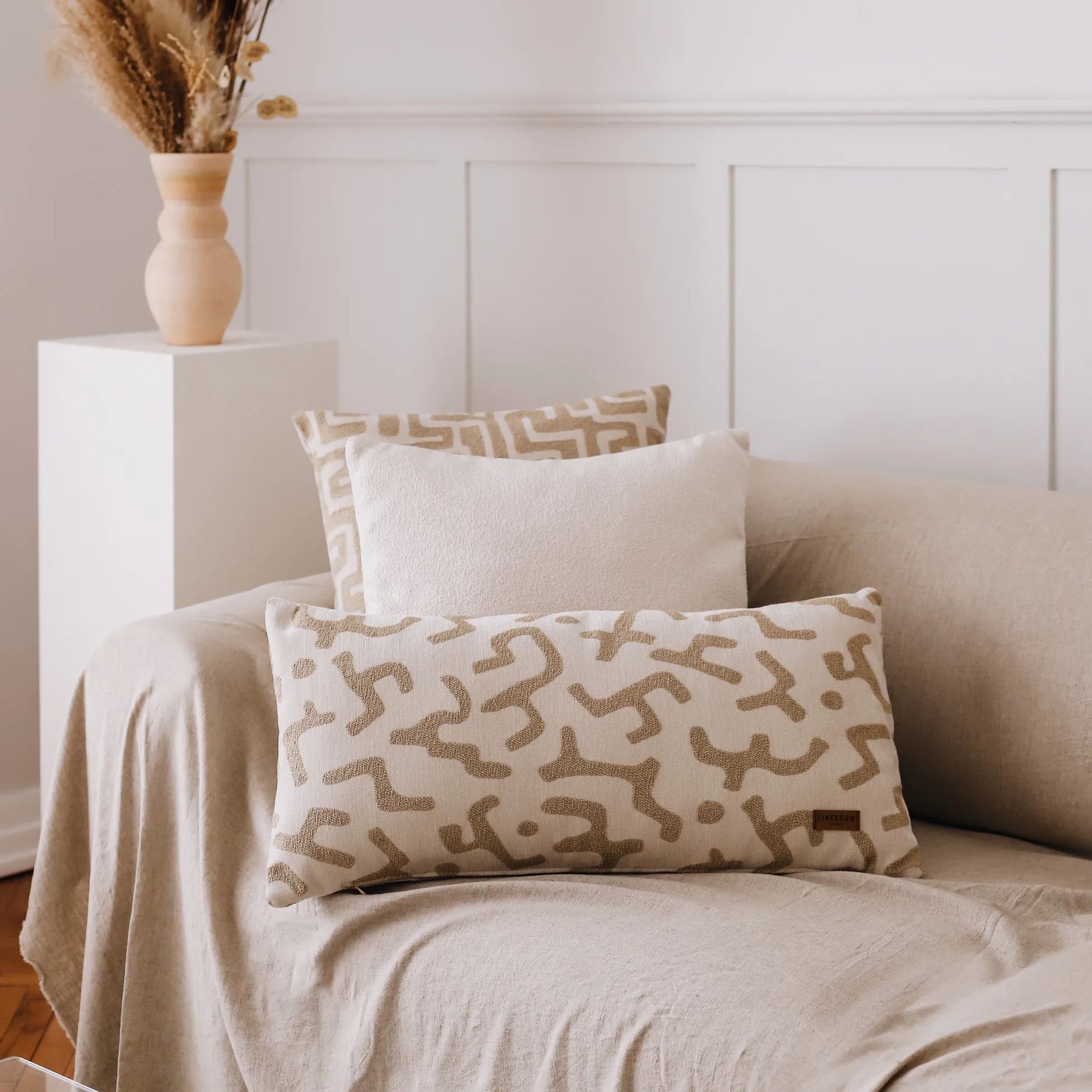 Nandos - Labirent Desenli 35x70 Kırlent - Krem