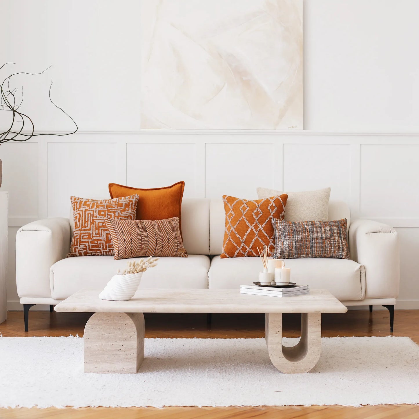 Eliza & Sense - Dekoratif Yastık - 3'lü Kombin Set - Turuncu