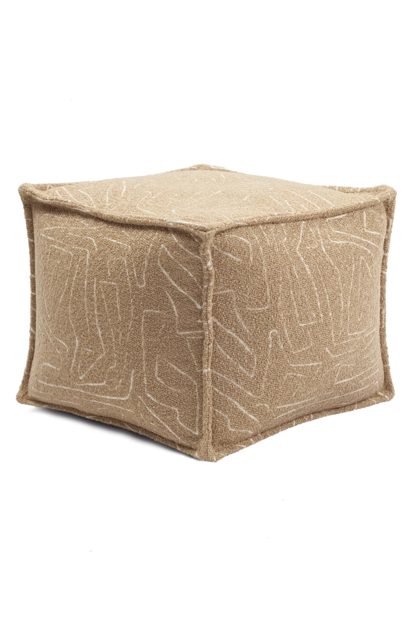 Amorf - Soyut Desenli Puf - Devetüyü & Beyaz