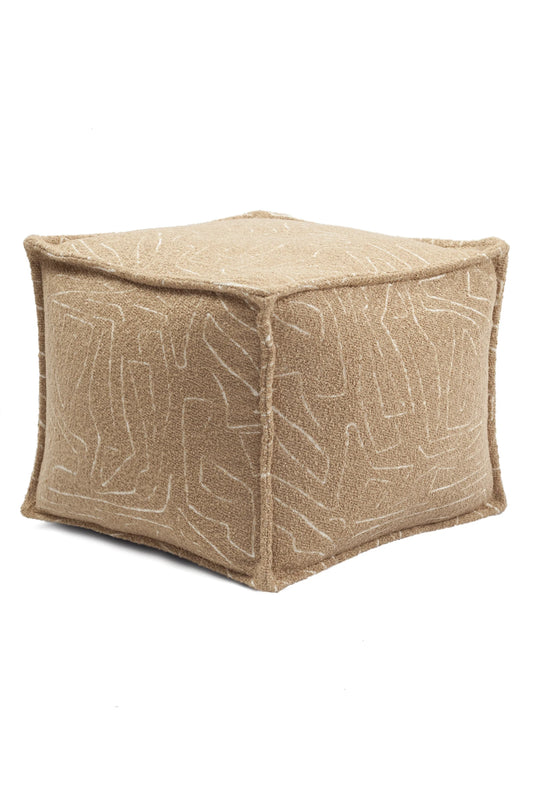 Amorf - Soyut Desenli Puf - Devetüyü & Beyaz